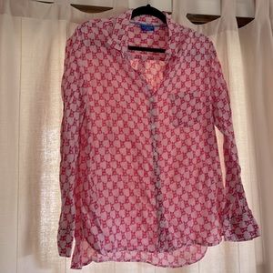 Le Tigre Pink Button-down with French bulldogs Size XL